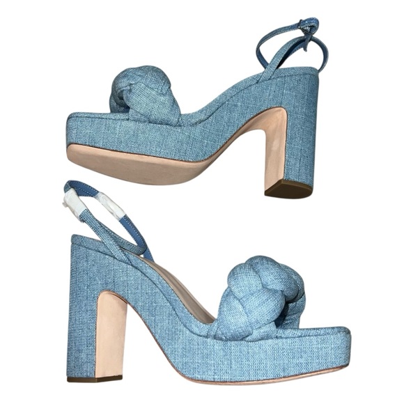 NEW NIB Loeffler Randall Fae Braid Platform Heel Sandal In Blue Denim - Picture 7 of 11